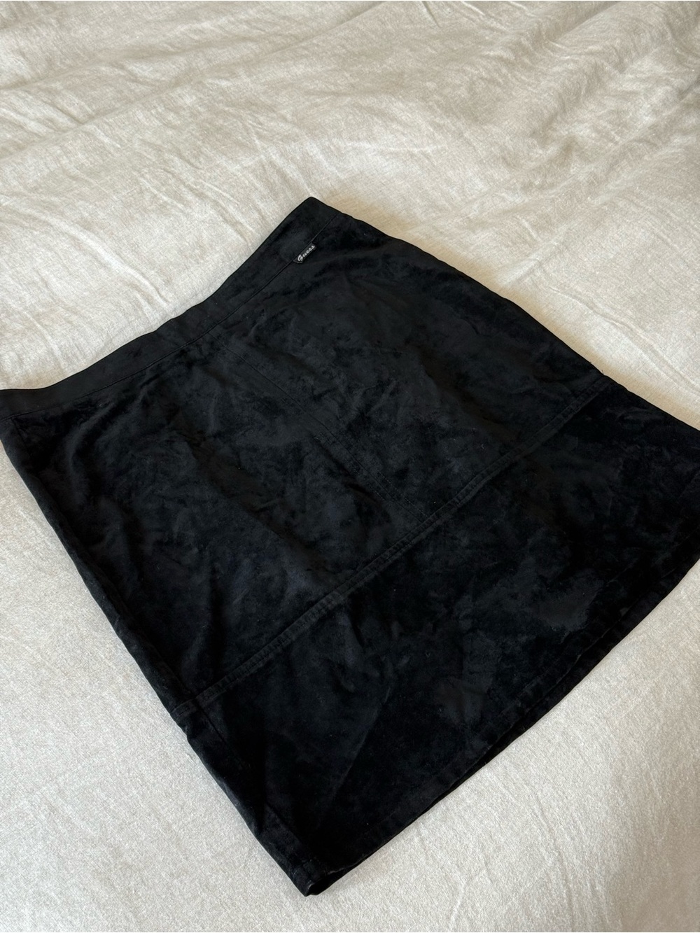 Vintage Guess Black 90s Style Mini Skirt Velvet/suede like size 16